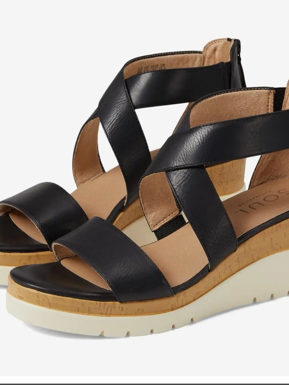 SOUL Naturalizer Black Cork Wedge Good Times Sandals New without box